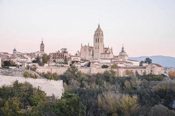 Fototapeta premium view of the old town and a castle in Segovia