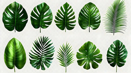 Fototapeta premium Green Tropical Leaves Illustration