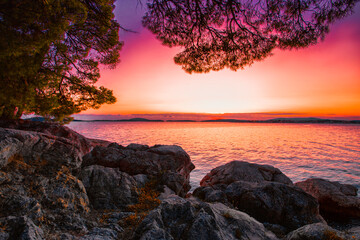 spectacular croatian rocky coast, wonderful morning view, stunning nature scene, Croatia, Europe