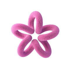 Abstract shape made of pink fur, isolated on white background. 3d rendering.
