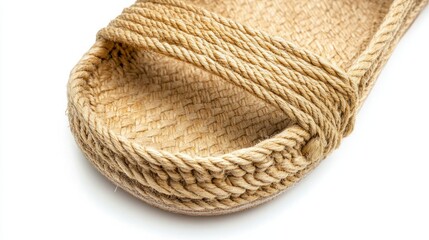 Obraz premium Classic espadrille sandals with natural rope soles, isolated on white, ideal for summer wear