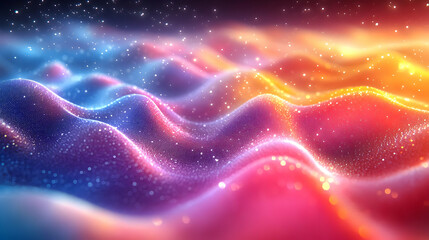 Obraz premium Abstract Background with Wavy Lines and Glittering Particles