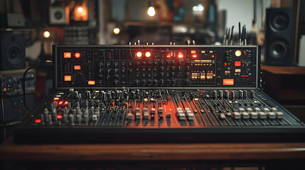 Vintage Audio Mixer Close-up