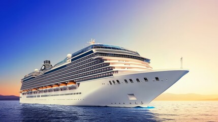 A cruise ship in the ocean.