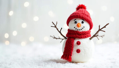 Fototapeta premium snowman on snow isolated on a white background