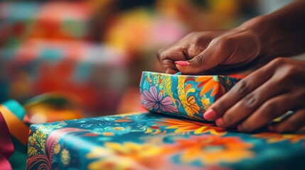 Colorful Gift Wrapping with Floral Design