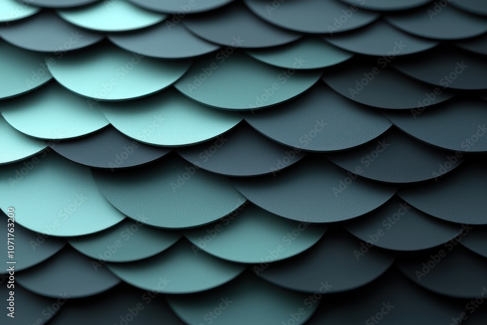 Poster abstract pattern of overlapping teal and dark blue semicircles