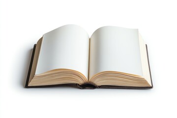 Open Book with Blank Pages and Brown Cover