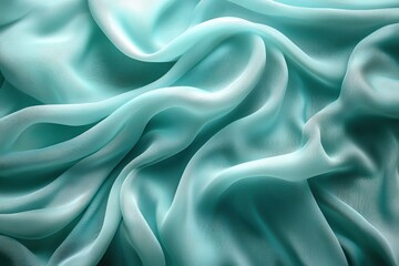Obraz premium Abstract Texture of Draped Aqua Silk Fabric