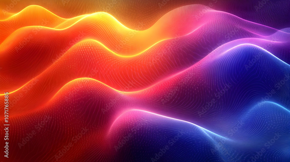 Poster abstract background with colorful wavy lines and dots