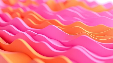 Fototapeta premium Abstract 3D Flowing Waves Pink and Orange Color Gradient Background