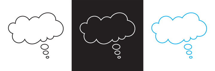 Think bubble isolated. Trendy think bubble in flat style. Modern template for social network and label. Creative thought balloon. Cloud line art, Dream cloud vector. Vector illustration. EPS 10