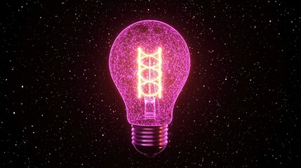Glowing Light Bulb with DNA Strand in Cosmic Space   Science  Technology  Innovation