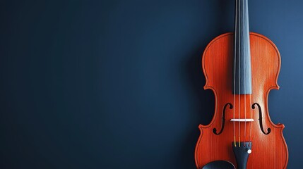 Fototapeta premium Classic Violin on Dark Blue Background Musical Instrument String Instrument Orchestra