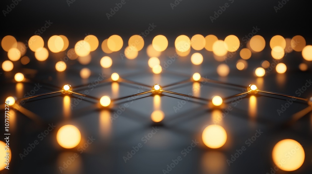 Poster abstract network connection concept with glowing nodes and lines