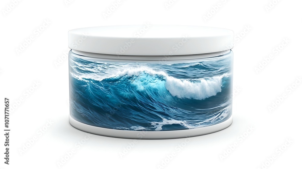 Aufkleber stunning 3d rendering of an ocean wave encased in a transparent glass container capturing the beauty