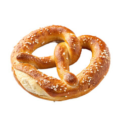 Golden Baked Soft Pretzel on Transparent Background