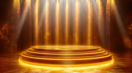 Golden Platform 3D Illustration