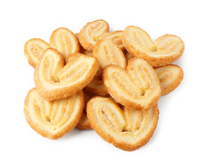Tasty french palmier cookies isolated on white