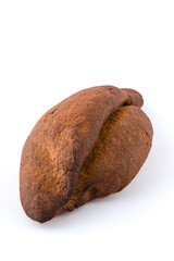A delicious freshly baked rye bread ruddy on a white background