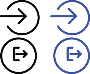 exit and enter icon set.  sign out and sign symbol. Logout sign. arrow Login sing.