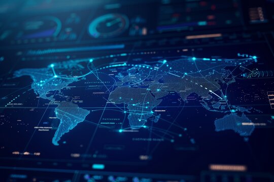 This visualization displays a world map highlighting significant air travel routes and traffic data, showcasing global connectivity across various regions.