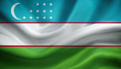 Obraz premium ウズベキスタンの国旗(waving national flag of Uzbekistan.) 