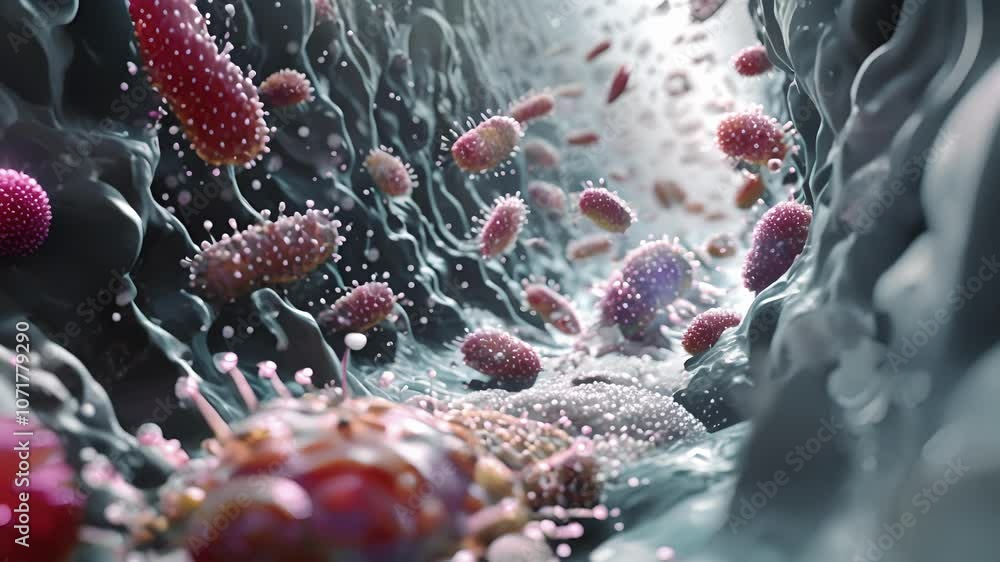 Poster an image showing the fusion of lysosomes which contain digestive enzymes with the phagosome to facil