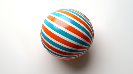 Fototapeta premium Cute Colorful Striped Beach Ball on Simple Background Perfect for Summer Fun and Playful Moments at the Shore, Evoking Joy and Relaxation in a Tropical Setting