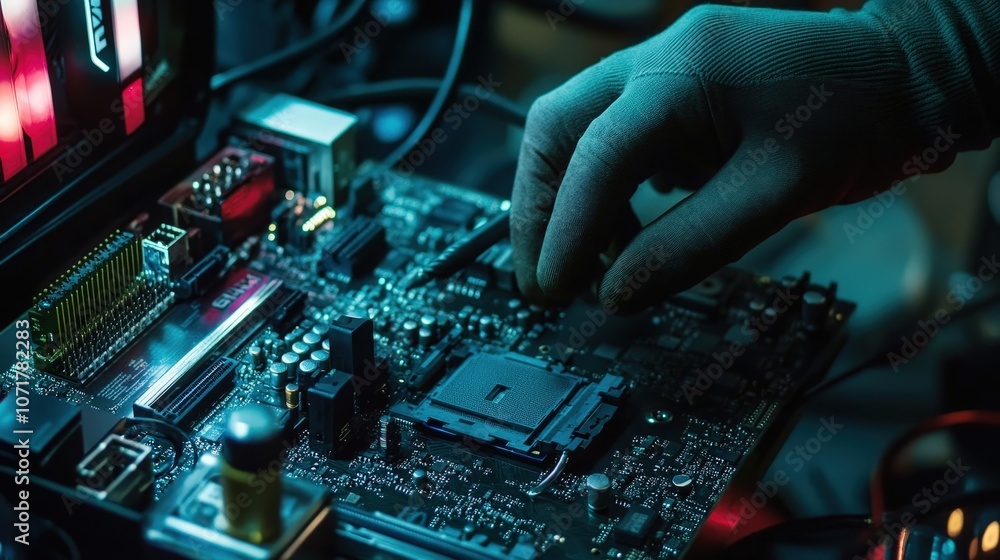 Poster a computer repair expert working on a desktop, upgrading hardware for better performance and longevi