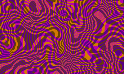 Fototapeta premium Vector fluid curved lines pattern. Abstract background, dynamical ripple surface, 3D effect, groovy texture. Modern retro fashion style. Trendy organic