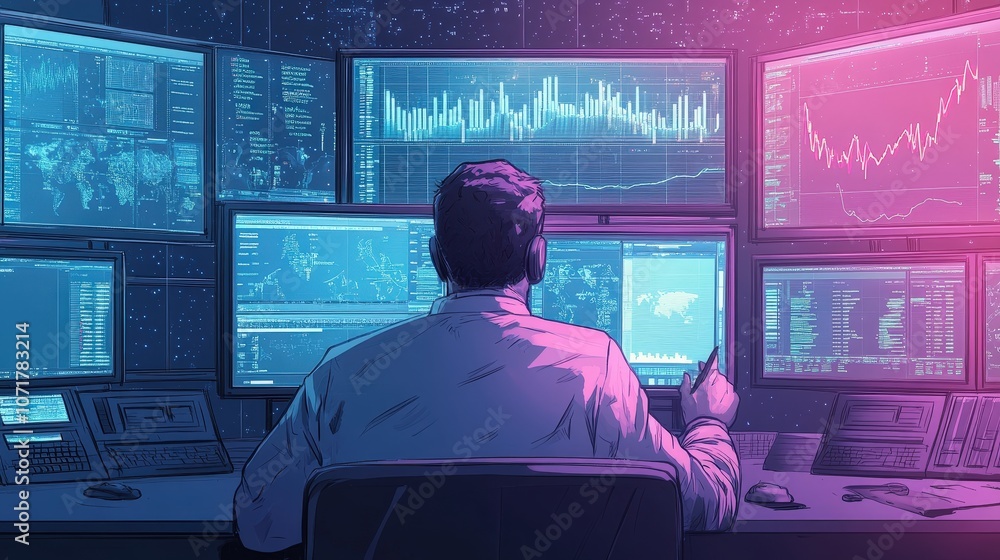 Poster a data scientist working with ai-powered software, uncovering trends in complex datasets,