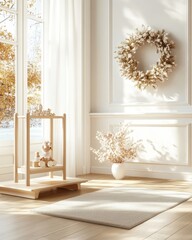 Serene Minimalistic Interior Design with Natural Elements for a Calm and Inviting Atmosphere