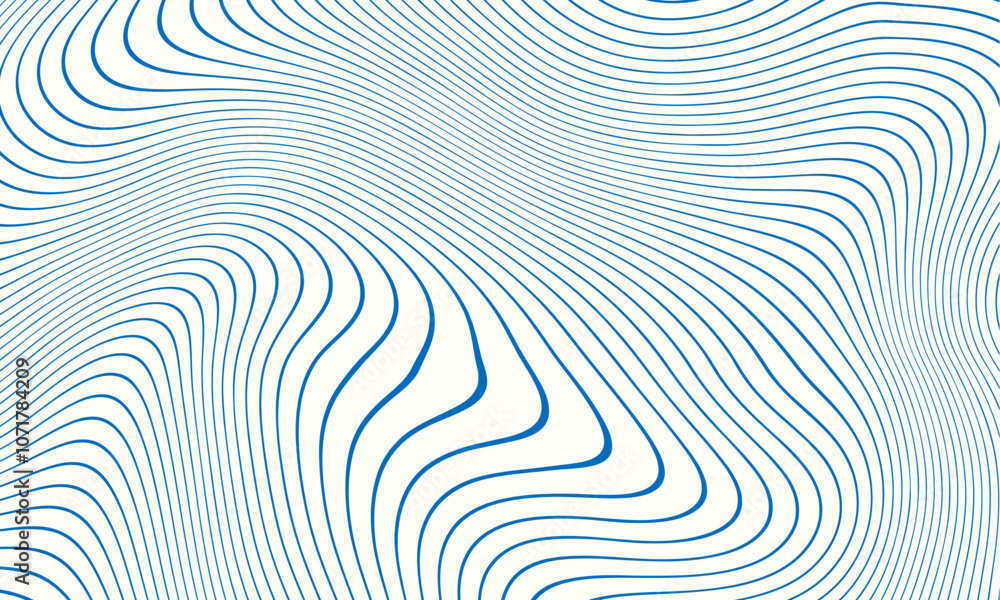 Fototapete abstract blue wave lines pattern on white background and texture. vector background