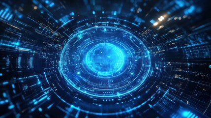 Obraz premium Abstract digital visualization depicting a futuristic network of data and connectivity.