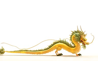 Obraz premium Chinese dragon, yellow and green color scheme