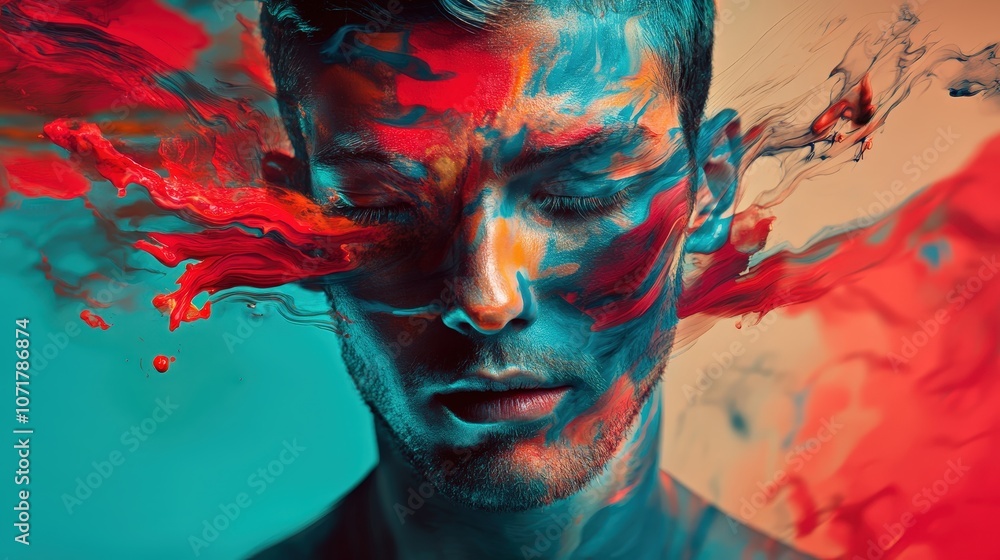 Poster a graphic designer experimenting with colors and fonts, exploring different elements to create visua