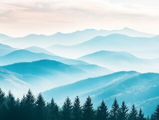 Obraz premium Misty Mountain Range: A Serene Landscape