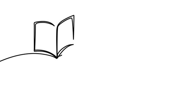continuous line drawing of an open book Single line vector drawing The concept of education in a single line vector background for the world