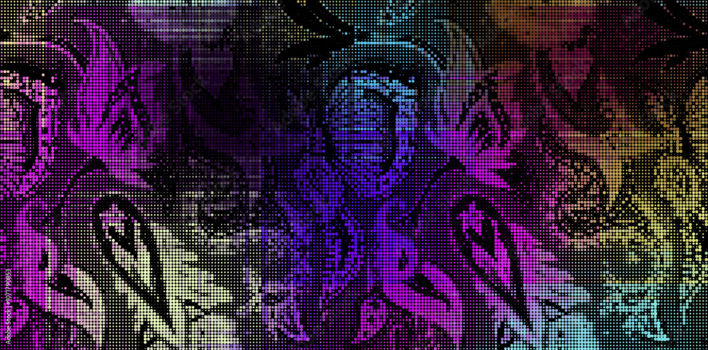 Poster abstract halftone textured illustration. vector blur paisley ornamental decorative background with h