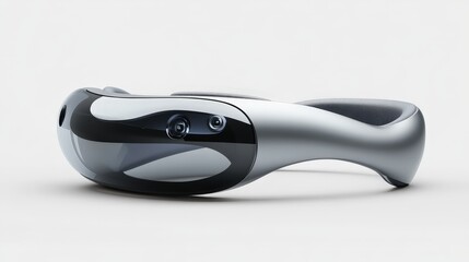 A high-tech VR headset with enhanced audio and comfort features, displayed on a transparent background.