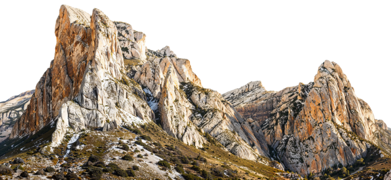isolated mountain peaks on transparent background for creative photomontage and graphic design projects
