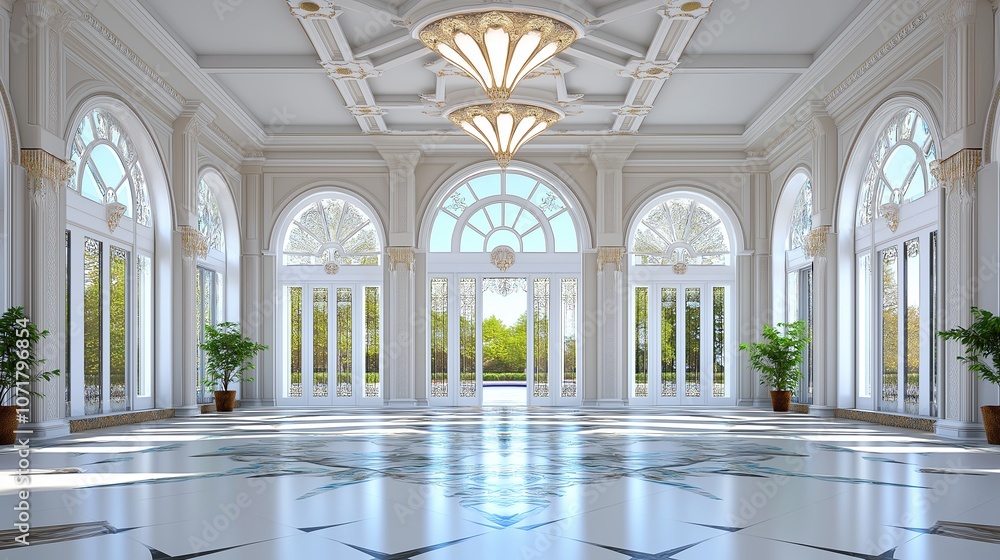 Poster Fan-Shaped Archways with Symmetrical Patterns