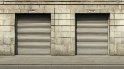 Abandoned Building with Metal Shuttered Doors