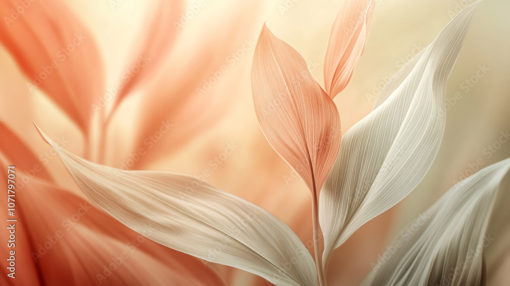 Aufkleber delicate leaves in soft hues create a tranquil atmosphere in a serene botanical setting