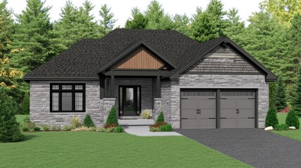 Obraz premium Modern Family Home Surrounded by Nature