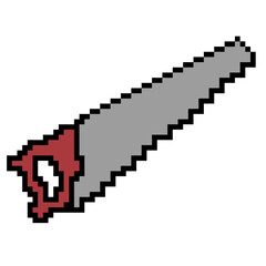 Pixel Art hand saw cartoon