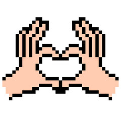 Fototapeta premium Pixel Art hands forming a heart