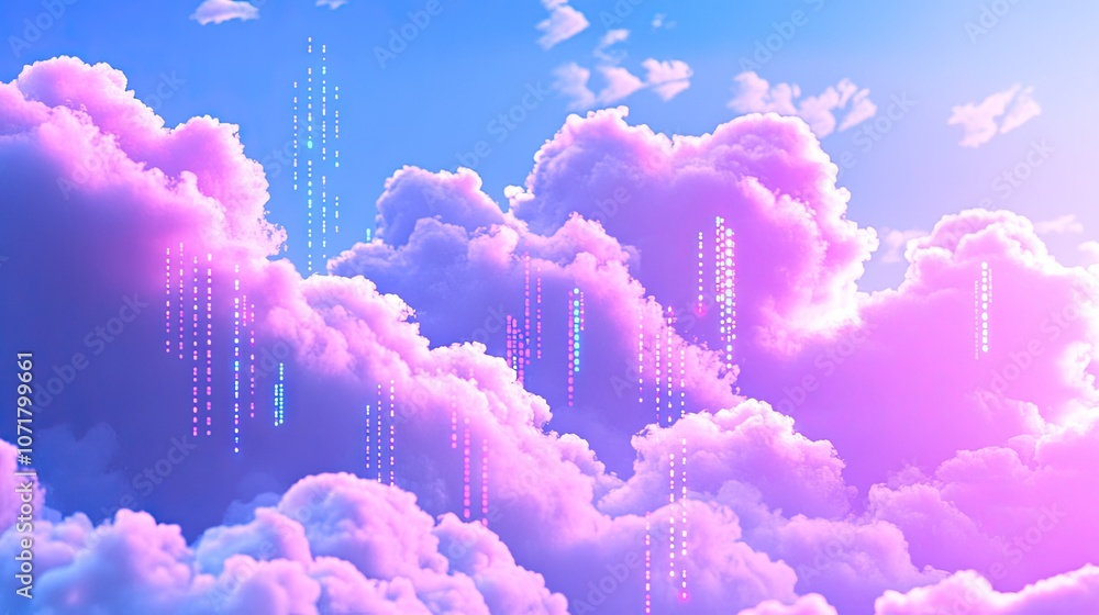 Poster ethereal clouds with colorful light patterns