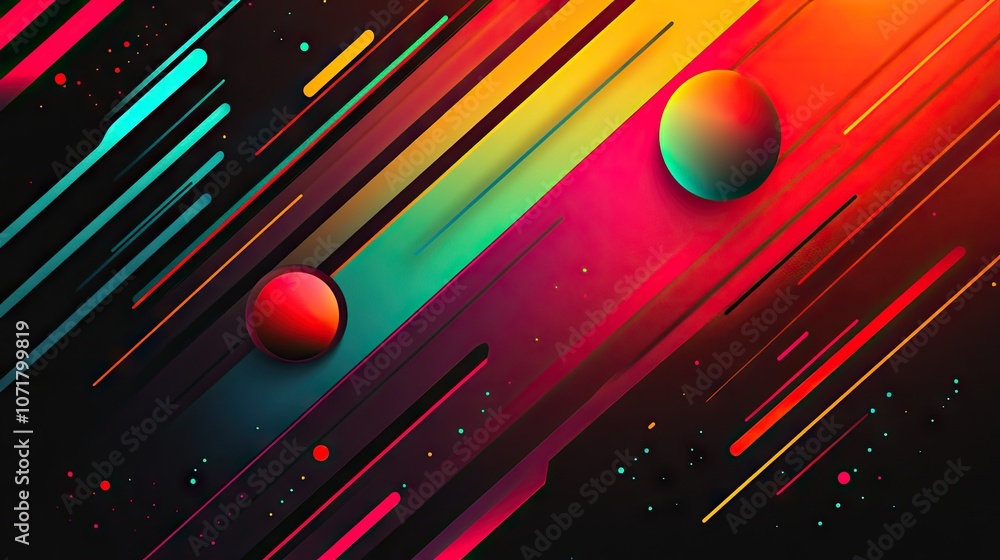 Poster vibrant abstract design with colorful shapes and lines